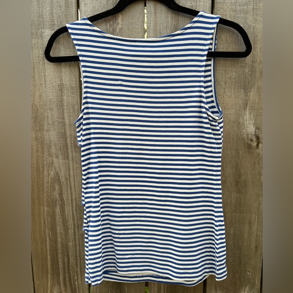 Banana Republic Blue and White Striped Layered Front Tank (sm) - Picture 2 of 7